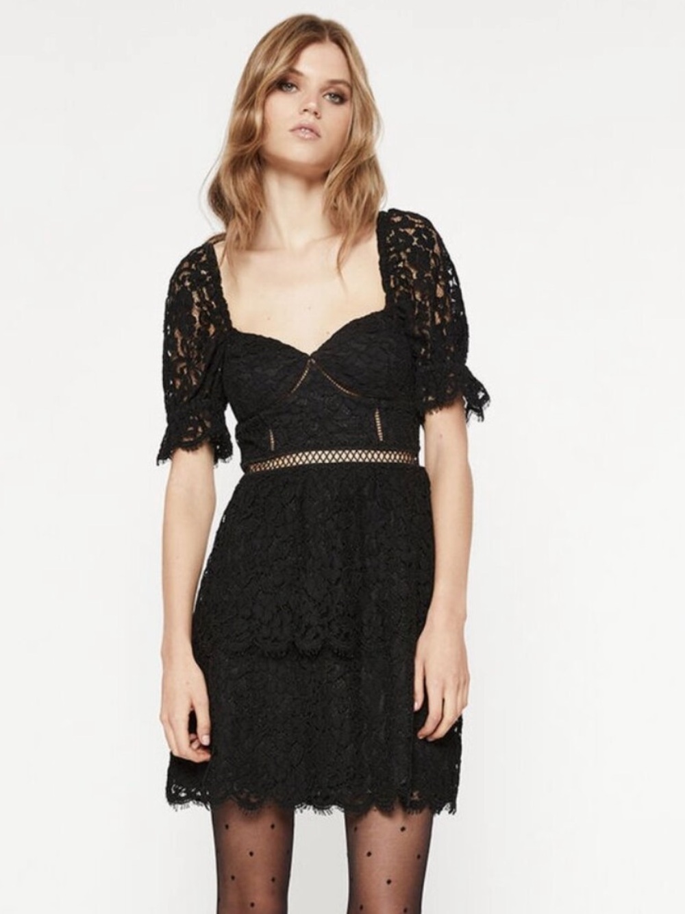 Bardot Charlotte Lace Mini Dress Romantic Corset Style Cocktail Party Size L